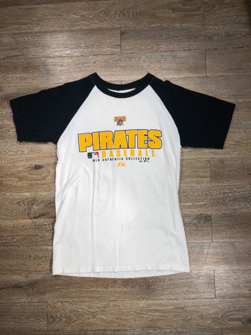 Roberto Clemente Shirt Men Medium Retro Ringer Pittsburgh Pirates MLB Majestic - Picture 2 of 7